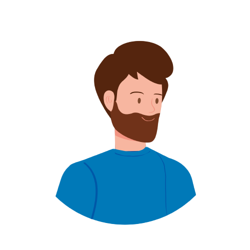 ilustração avatar de um homem olhando para a direita.